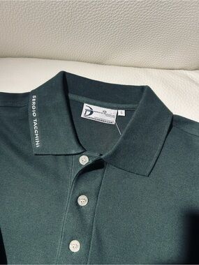 Sergio Tacchini Men's Forest Green Polo Shirt with Logo Collar
